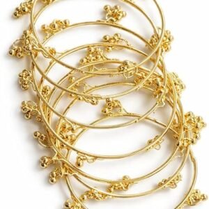Kashmiri Ghungroo Bangles Set for Women, Ethnic Bridal Wear, Gold Tone Kashmiri Chudi- Lightweight Traditional Jewellery -Set of 8 Chudi