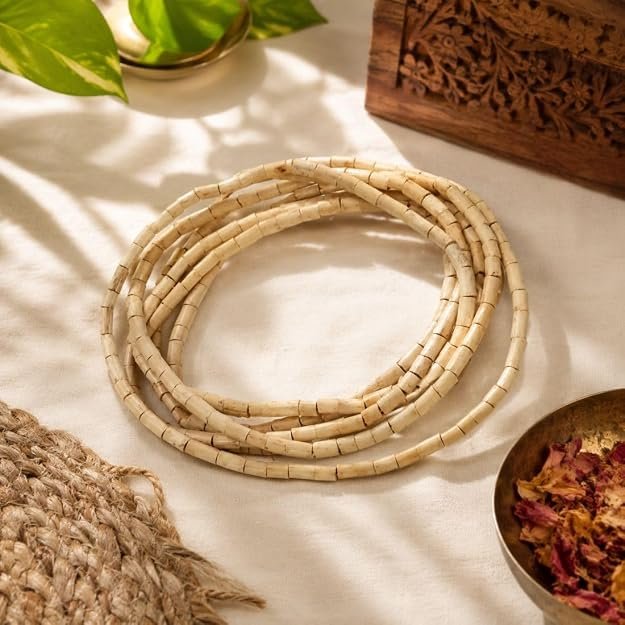 3 Round Pure Tulsi Kanthi Mala for Neck | Sacred Wooden Kanthi Chain for Men & Women | Spiritual Devotional Necklace Pack of 2 - Image 4