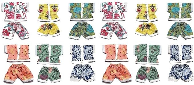 Laddu Gopal Night Suit Set Pack of 6 Soft Cotton Dress for Thakur Ji Nightwear Size: 0-6 NO. - Image 3
