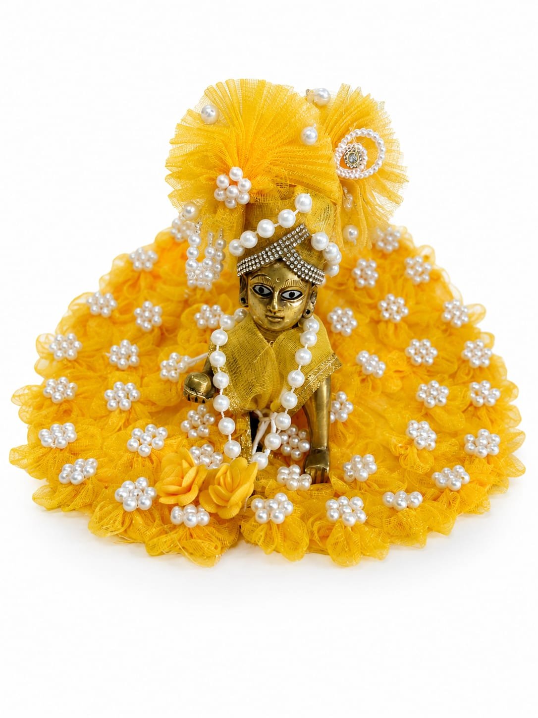Laddu Gopal ji Special Yellow Fancy Dress with pagdi Laddo Gopal ji Beautiful Dress 0-6 Size No - Image 2